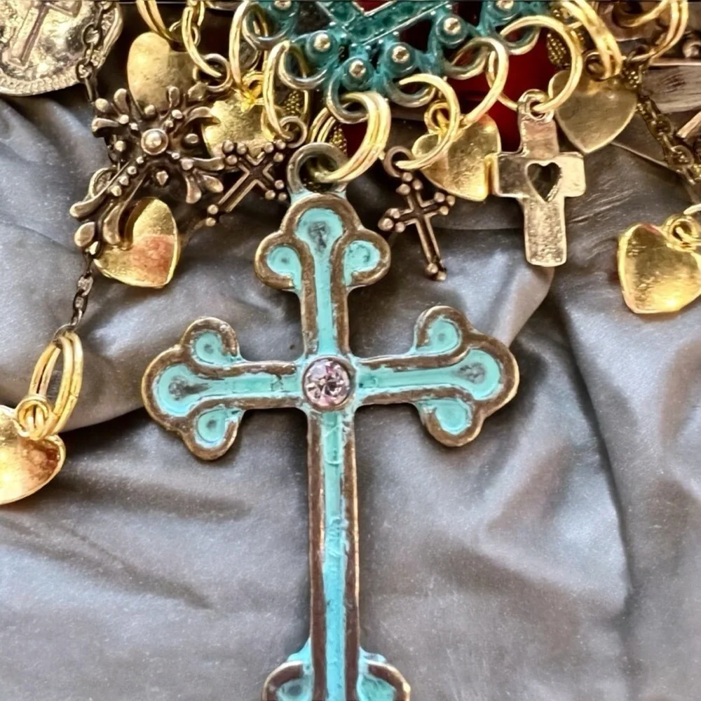 Cross statement necklace. Boho spiritual necklace. Beautiful and full of grace.